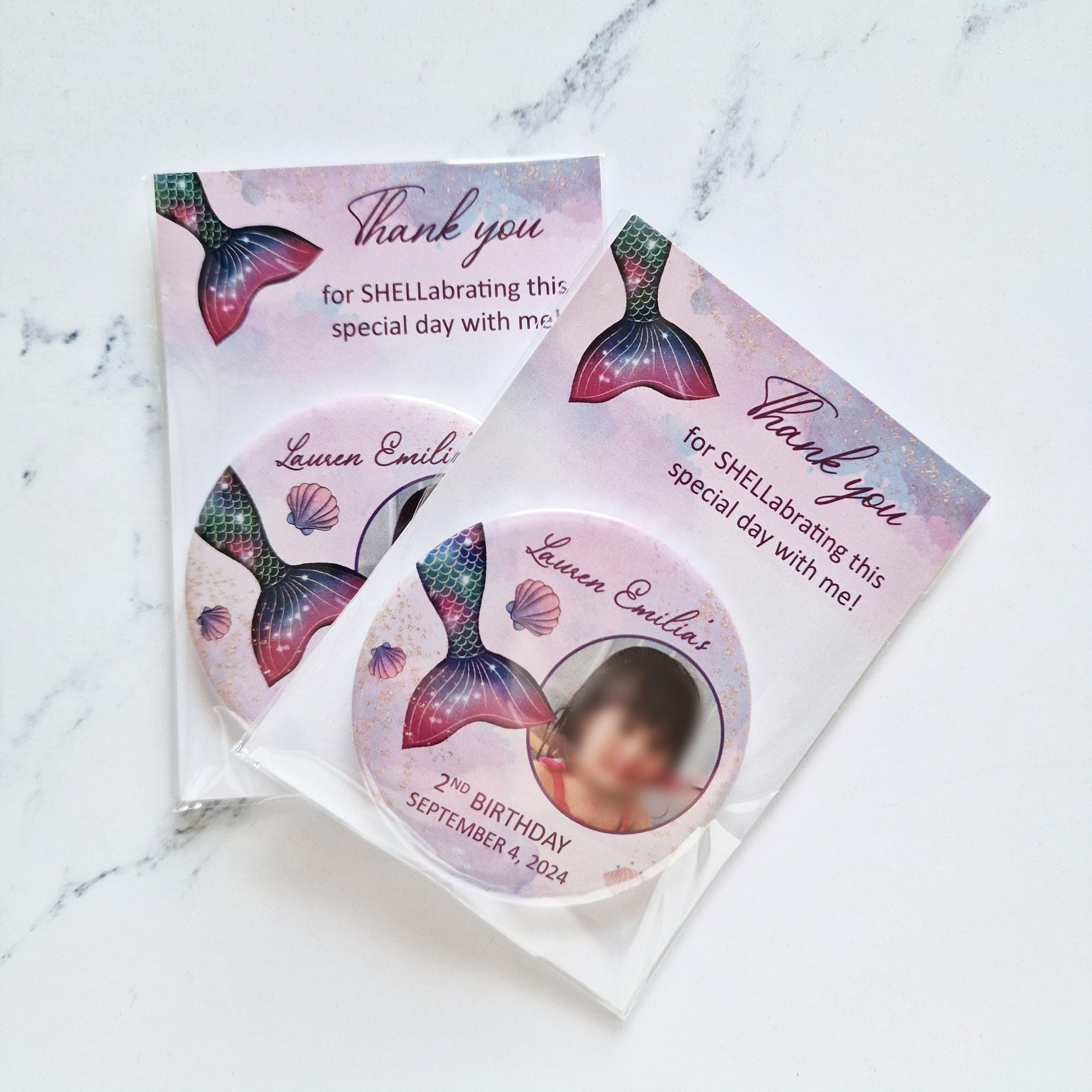 Mermaid Tail Party Favors, Photo Fridge Magnets With Thank You Card ...