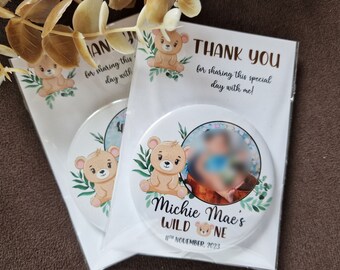 1st birthday souvenir, Birthday magnets, Teddy bear party souvenir