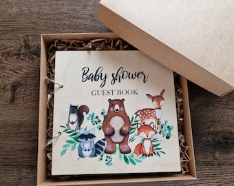 Woodland Animals Baby Shower Guest Book, Predictions for baby book, Guest book sign