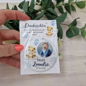 Doopbedankjes voor jungledieren, gepersonaliseerde magneten, leeuwontwerp, gepersonaliseerde fotomagneten met babyfoto en bedankkaart