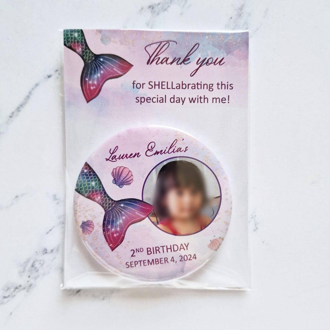 Mermaid Tail Party Favors, Photo Fridge Magnets With Thank You Card ...