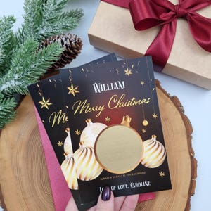 Carte à gratter de Noël - Cadeau personnalisé pour vacances, voyage ou concert pour mari, femme ou ami