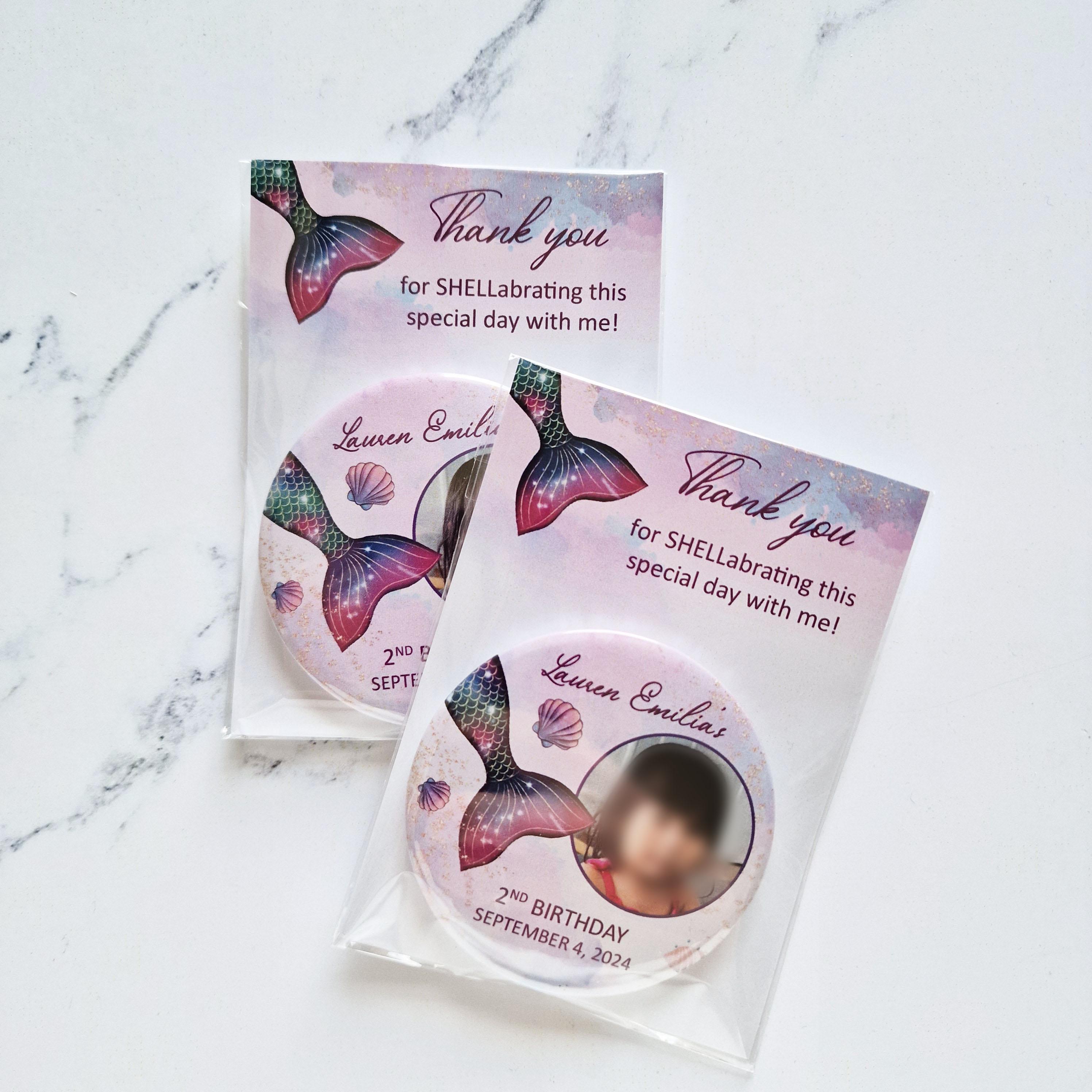 Mermaid Tail Party Favors, Photo Fridge Magnets With Thank You Card ...