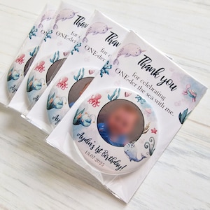 Lembrança de aniversário Oneder the Sea, ímãs de fotos personalizados com cartão de agradecimento