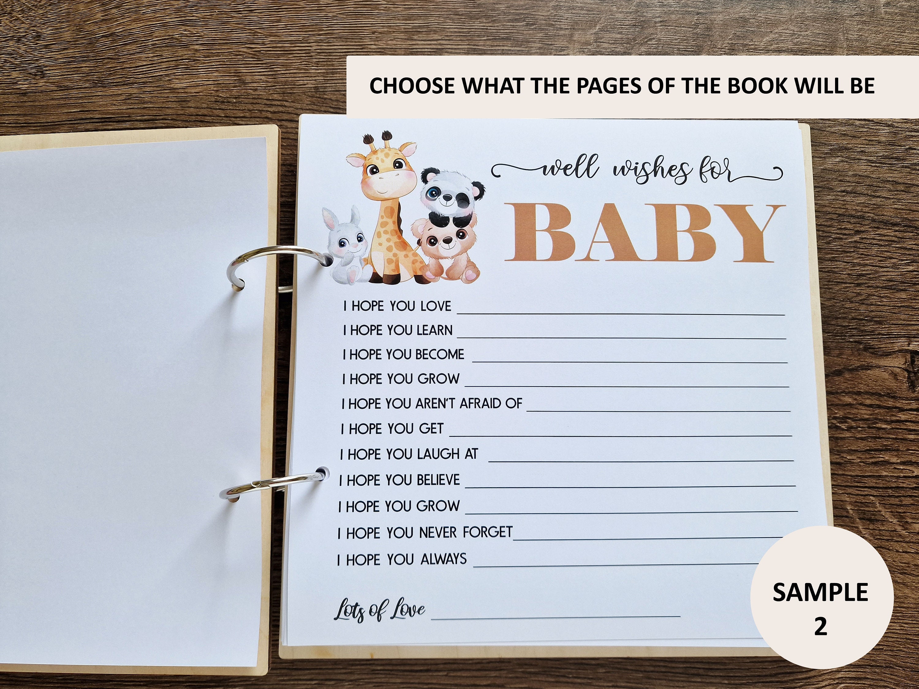 Libro De Deseos Baby Shower Con Bolígrafo - Juegos Ducha Tema Animales Selva | Tenare Regalo Alternativo