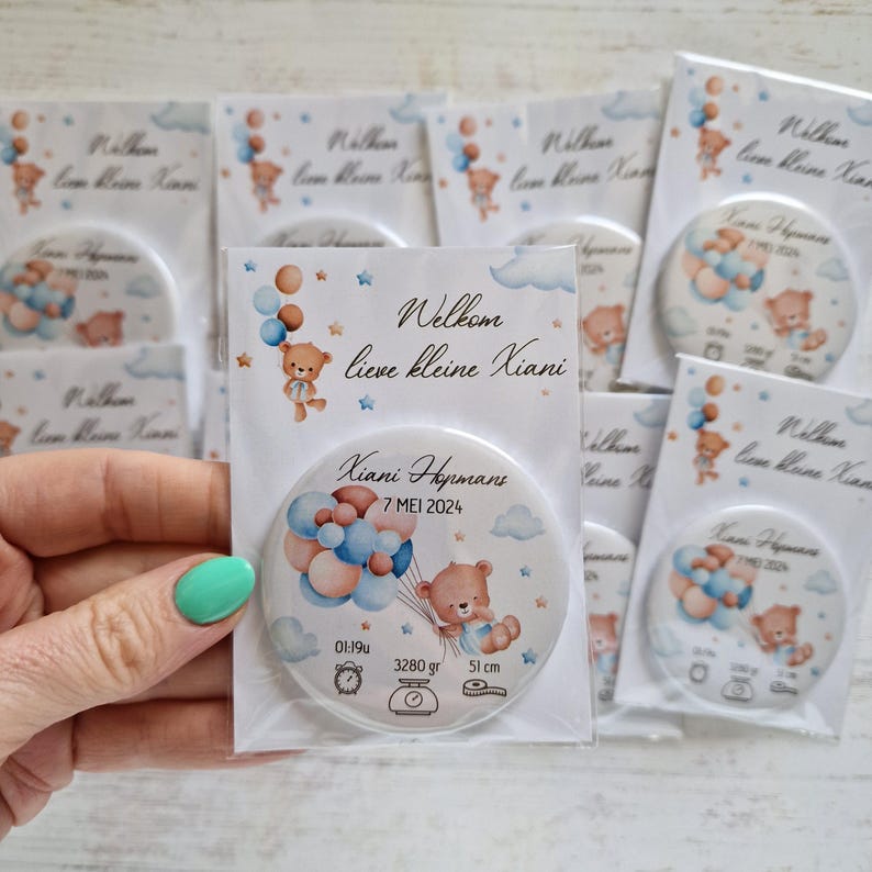 Teddy bear theme baptism souvenir, personalized fridge magnets, small thank you gift for guests image 15