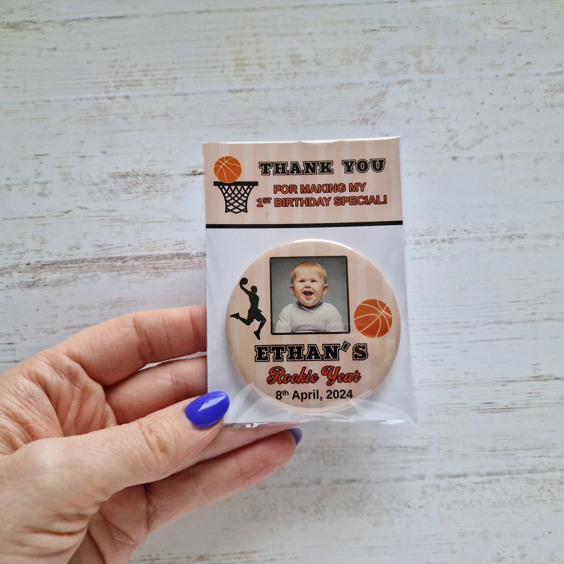 Rookie Year Basketball Theme Fridge Magnets: Perfect 1st Birthday Party ...
