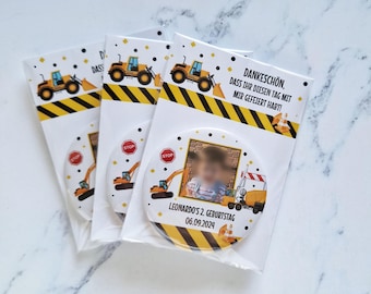 Set von 10 Stück Junge Bau Geburtstag Souvenir, Foto Gefälligkeiten, Dankeschön für Gäste, erste Geburtstagsgeschenk