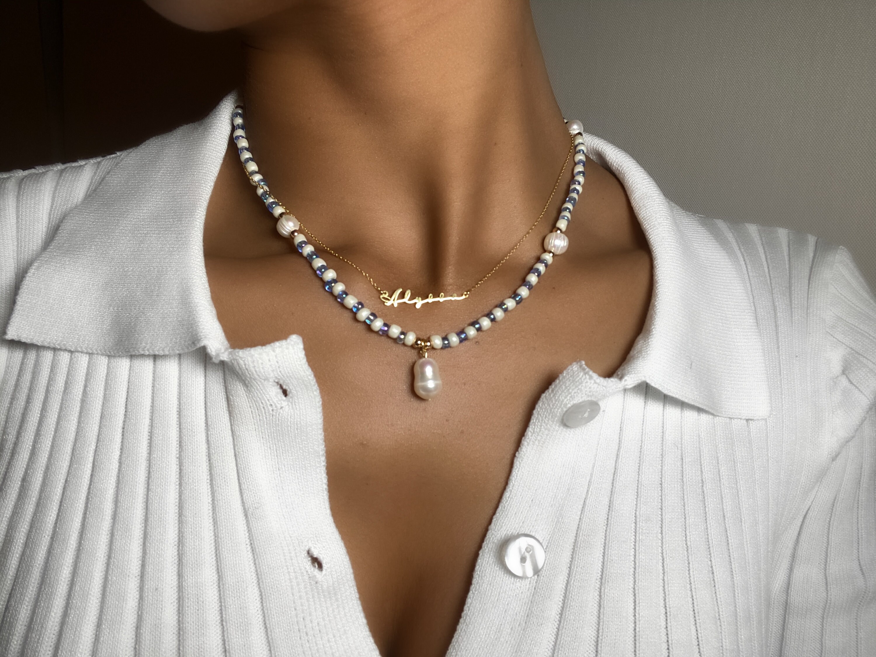 Fresh Water Pearl Drip Necklace Etsy