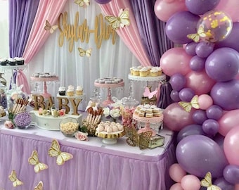 Butterfly Purple Pink Balloon Garland Arch Kit For Baby Shower, Princess Birthday Party Decorations