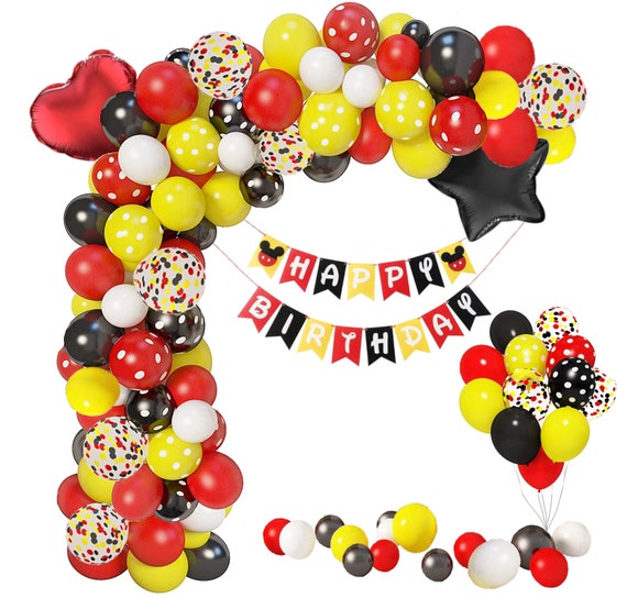 Mickey Mouse Decoracion De Cumpleaños 1 Año Globos Banner Para Fiestas  Niños Set