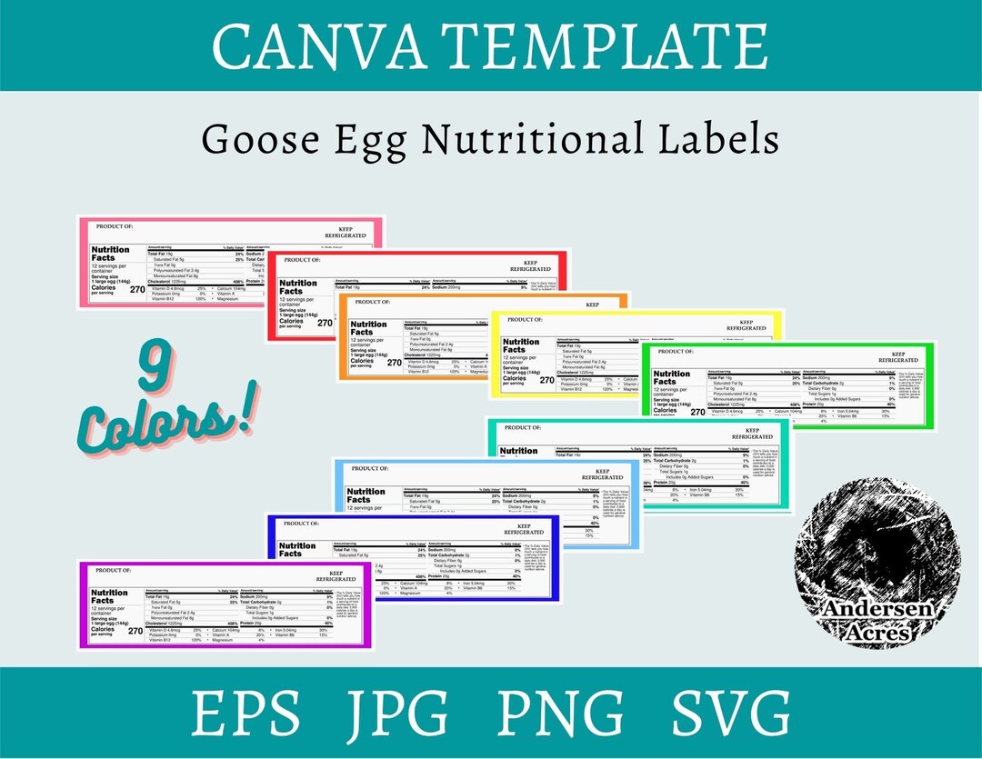 Goose Egg Nutritional Carton Labels Set of 9 Digital Etsy