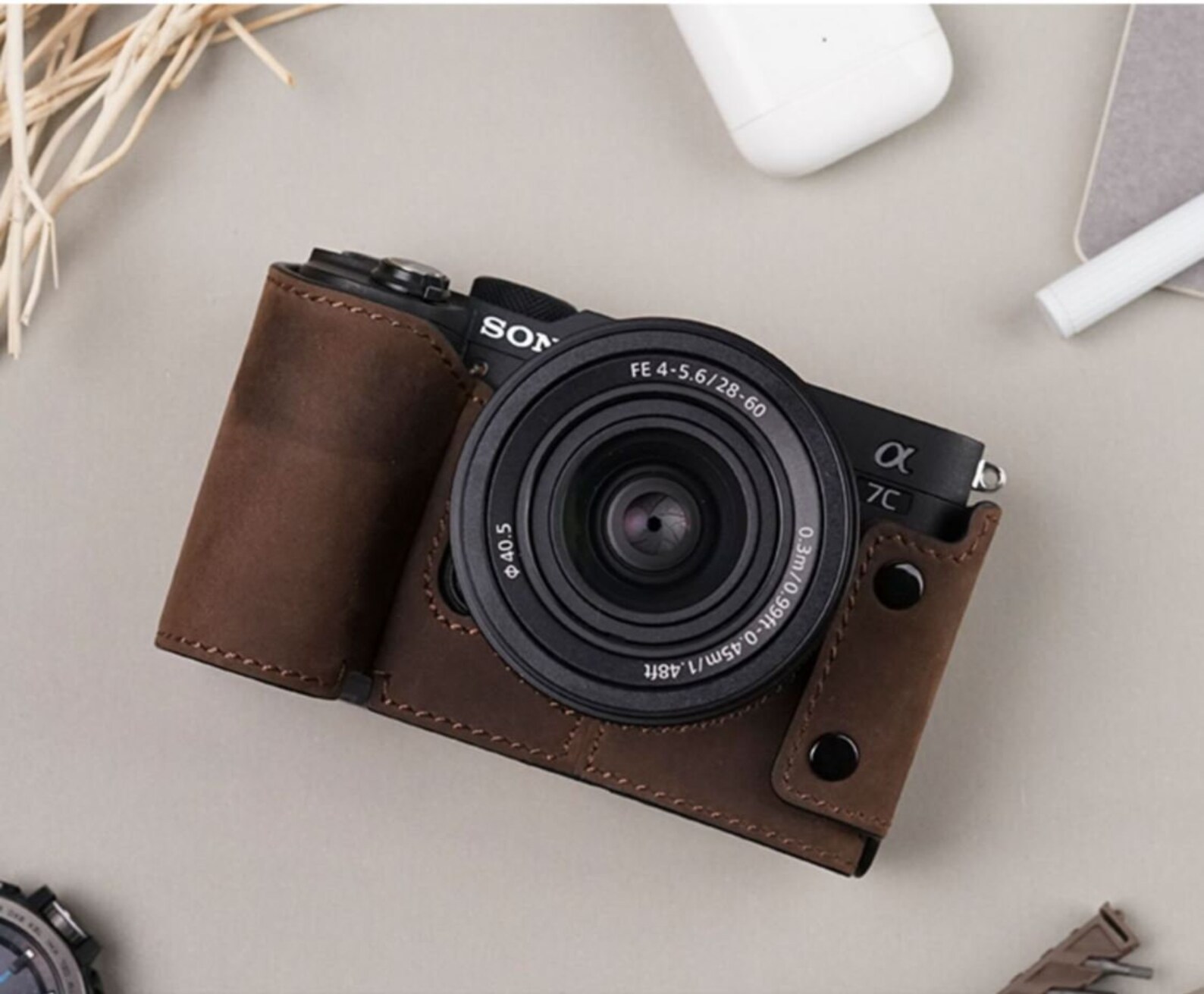 SONY A7c leather case camera bag half case R002 Etsy