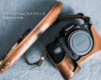SONY A7IV / A74 / A7R5 / A7SIII / A1  handmade Cowhide leather case, half case, camera bag for SONY A7IV / A74 / A7SIII / A1 - R081