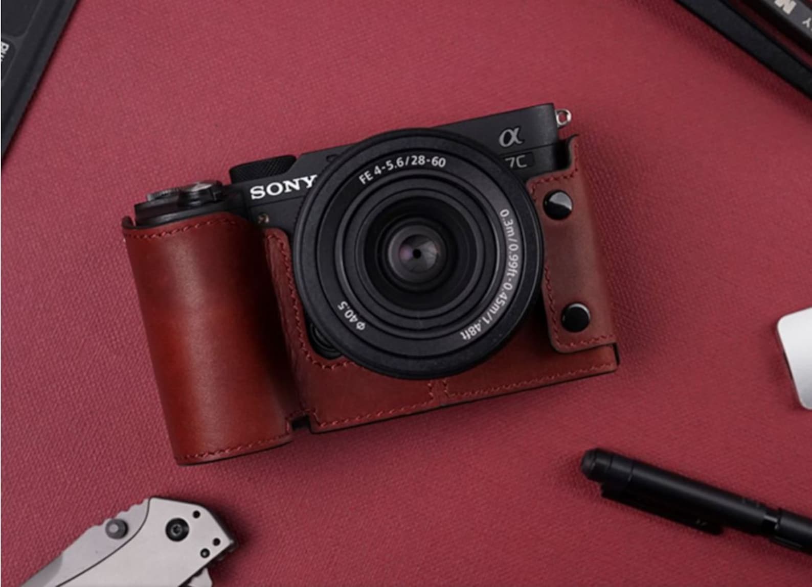 SONY A7c leather case camera bag half case R002 Etsy