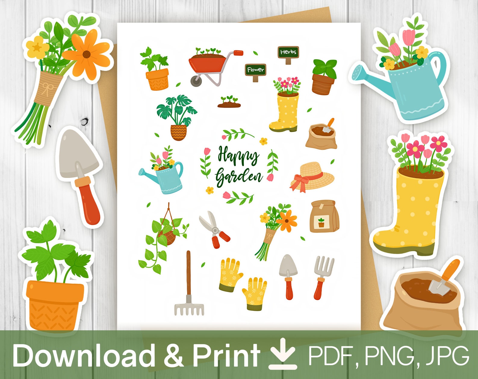 Gardening stickers Garden sticker sheet Plant sticker sheet Etsy
