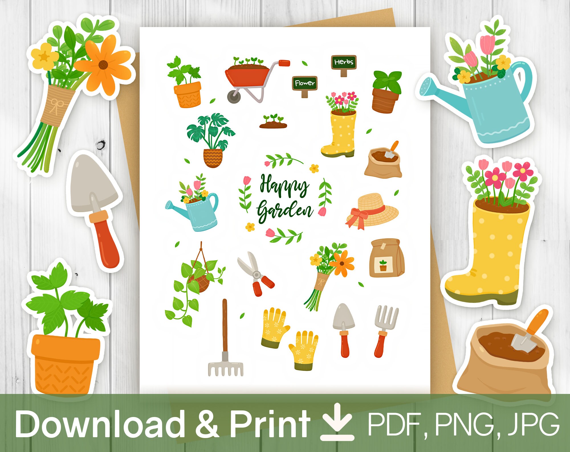 Gardening stickers Garden sticker sheet Plant sticker sheet Etsy