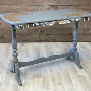 Bespoke Coffee Table I Beautiful Coffee Side Table I One off Upcycled Table I Unique Tropical Table I Gold Palm & Grey