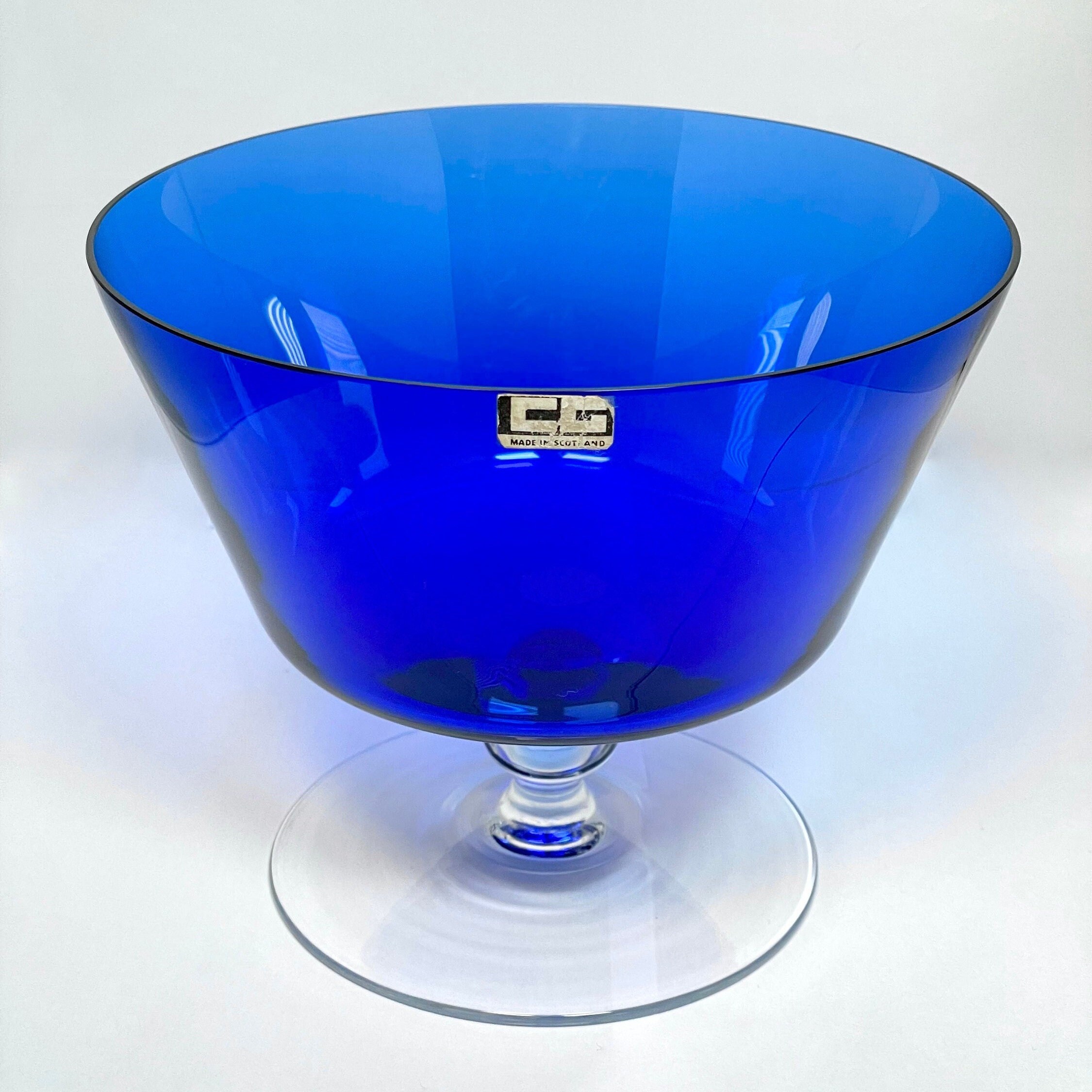 1960s Vintage Caithness Glass Trifle Bowl I Loch Blue Trifle Etsy UK