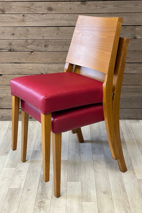 Pair Red Vinyl Seated Contemporary Chairs I Danish Style Chairs I Corporate Grade Chairs I Beech Red Chairs Etsy UK