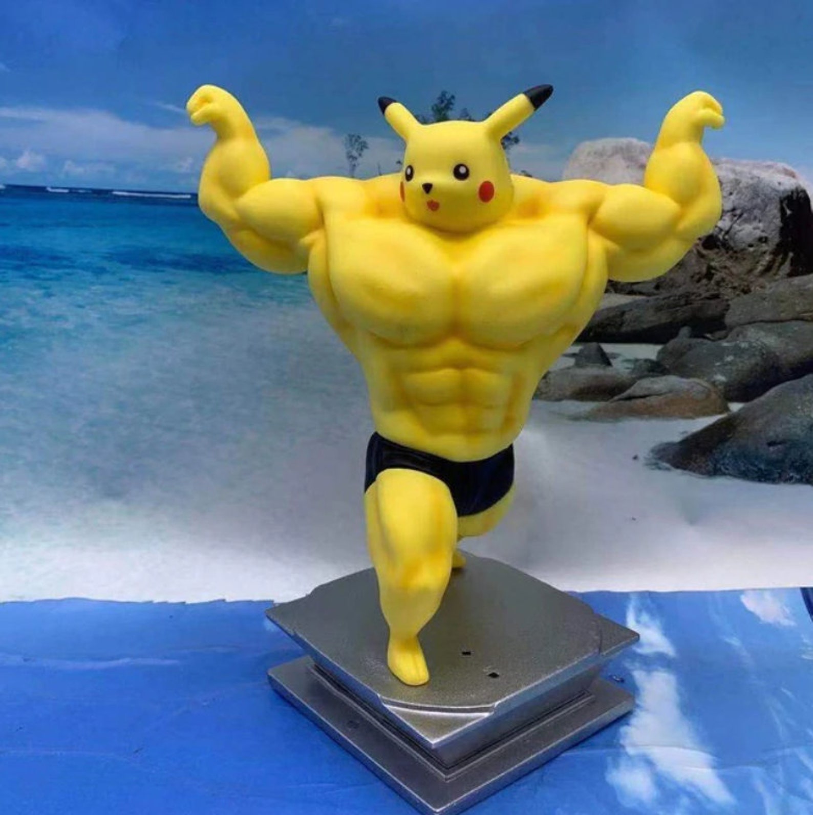Fitness Pokemon Action Figure Model Fitness Muscle Man Etsy