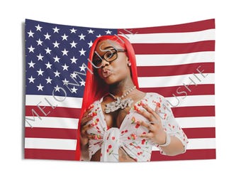 Sexyy Red FREE TRACKED SHIPPING American Flag Wall Tapestry/female rapper/ Wall home living bedroom decor/ Hanging Wall Art/rapper singer