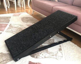 Adjustable Dog Ramp, Custom Free Standing Foldable Pet Ramp with Rail, Large Dog - Cat - Rabbit Ramp for Bed & Couch
