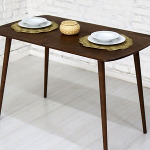 Oval Narrow Walnut Dining Room Table, Round Small Rustic Coffee Table Home Kitchen, Round Desk, Handmade Wood Indoor Space Saving Furniture