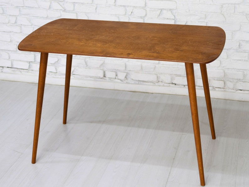 Rounded Oval Office Desk Table, Minimalist Walnut Wood Home Desk, Small Standing Desk, Mid Century Modern Writing Desk, Handmade Furniture