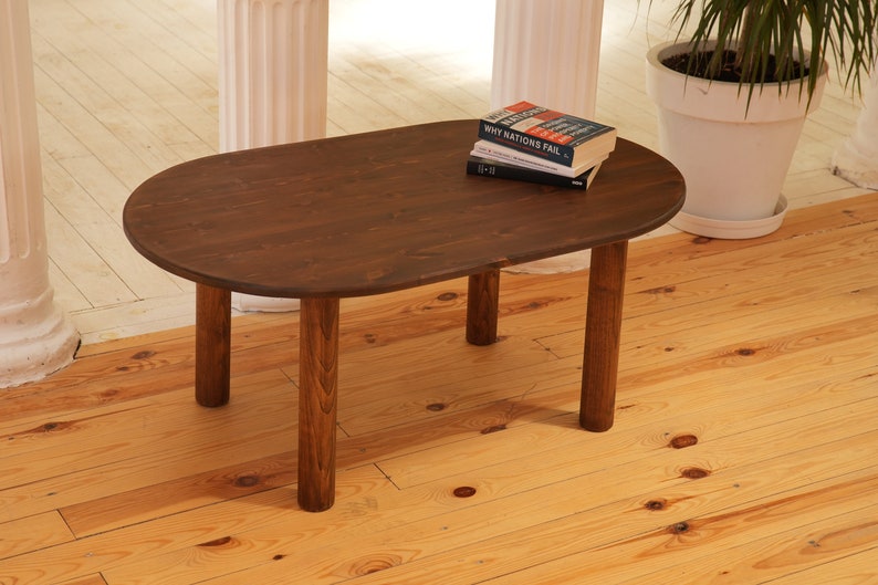 This is Solid Walnut Wood Low Coffee Tables.  Unique Small Rustic Coffeetable, Round Mid Century Modern Farmhouse Home Decor, Handmade Oak Furniture