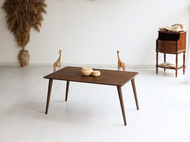 Rectangular Coffee Table, Walnut Modern Wooden Small Coffee Table, Mid Century Modern Coffee Table, Unique Coffee Table, Handmade Furniture image 7