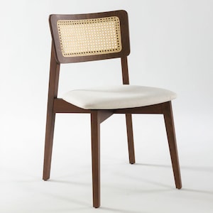 Cadeiras de jantar de madeira maciça de vime: cadeira de cozinha moderna com almofadas para mesa de jantar de restaurante ou mesa de escritório