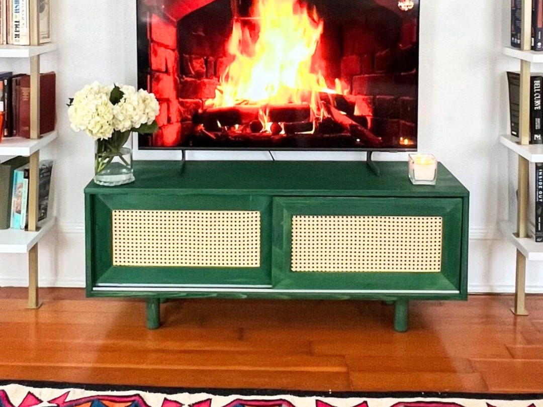 Wood Tv Stands Console Furniture, Handmade Media Turntable Stand for