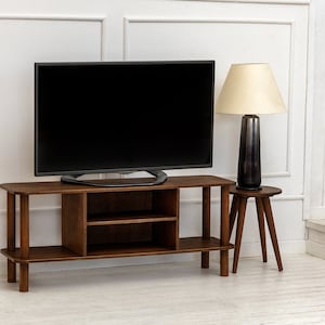 We combine Tv Stand with Storage Console with Modern Walnut Television Livingroom Furniture for Indoor. Here is Wooden Media Turnable Stand Unit Cabinet as a Home Entertainment Center!