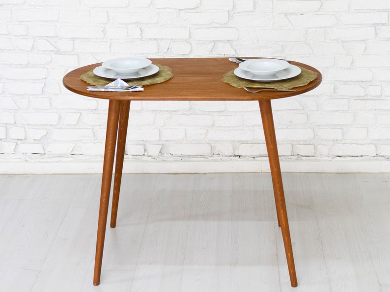 Handmade Oval Wooden Dining Table for 2 Ideal for Small Homes, Kitchens
