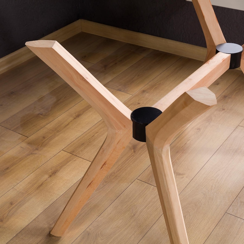 Solid Beech Wood Table Pedestal Legs, Rectangle Large Dining Table Butterfly Leg, Dining Table Spider Leg Base for Glass, Marble or Epoxy image 20