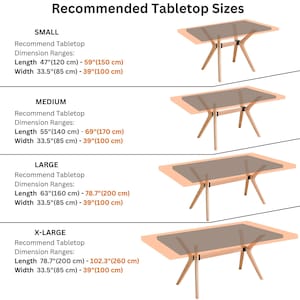 📏 Recommended Tabletop Dimensions
✅ Small: 120–150 cm L × 85–100 cm W (47"–59" × 33.5"–39") ✅ Medium: 140–170 cm L × 85–100 cm W (55"–69" × 33.5"–39") ✅ Large: 160–200 cm L × 85–100 cm W (63"–78.7" × 33.5"–39") ✅ X-Large: 200–260 cm L × 85–90 cm W (78.7"–102.3" × 33.5"–35.4")