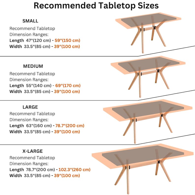 📏 Recommended Tabletop Dimensions
✅ Small: 120–150 cm L × 85–100 cm W (47"–59" × 33.5"–39") ✅ Medium: 140–170 cm L × 85–100 cm W (55"–69" × 33.5"–39") ✅ Large: 160–200 cm L × 85–100 cm W (63"–78.7" × 33.5"–39") ✅ X-Large: 200–260 cm L × 85–90 cm W (78.7"–102.3" × 33.5"–35.4")