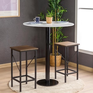 Bistro Bar Table with Metal Tulip Leg: Counter Height Narrow Pub Bistro Table for 2 Person Seat