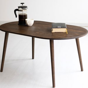 Oval Coffee Table with Conical Legs - Mid-Century Modern Wooden Table - Small Minimalist Coffee Table - Scandinavian Coffee Table