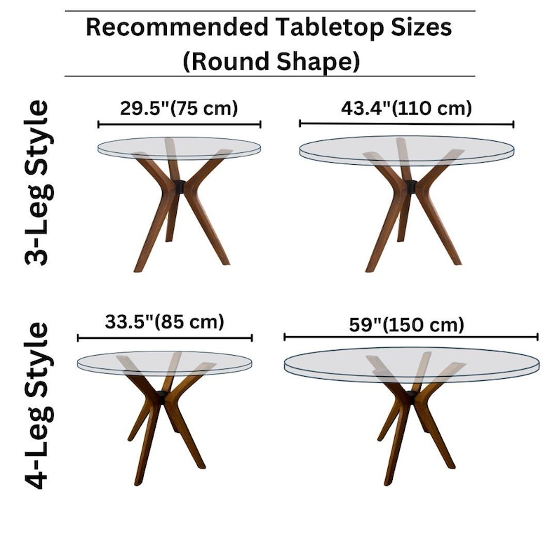 🌳 Material: Durable, high-quality solid beech wood
🦋 Design: Three-legged butterfly pedestal leg that fits round tabletops with a diameter between 75 cm (29.5”) and 110 cm (43.5”)
Four-legged butterfly pedestal leg that fits round tabletops with a diameter between 85 cm (33.5”) and 150 cm (59”)