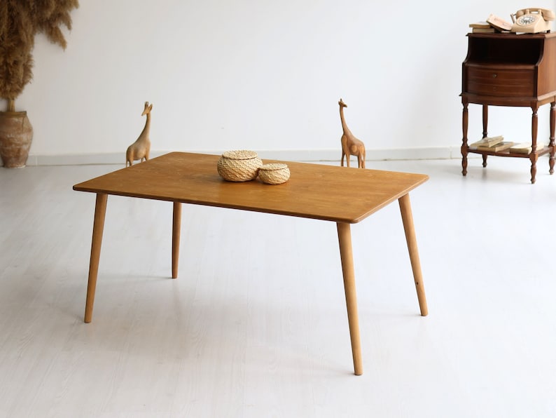 Rectangular Coffee Table, Walnut Modern Wooden Small Coffee Table, Mid Century Modern Coffee Table, Unique Coffee Table, Handmade Furniture image 5