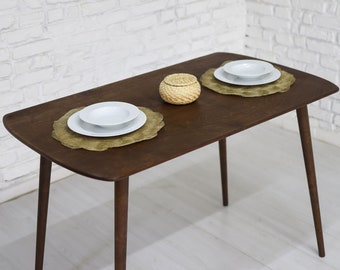 Oval Narrow Dining Room Table for 2 Person, Mid Century Dinning Table, Wooden Kitchen Tables