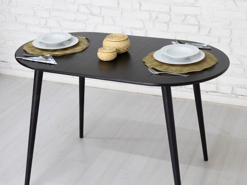 Handmade Oval Wooden Dining Table for 2 Ideal for Small Homes, Kitchens