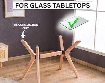 Solid Beech Wood Pedestal Legs, Rectangle Dining Table Large Legs for Glass Top
