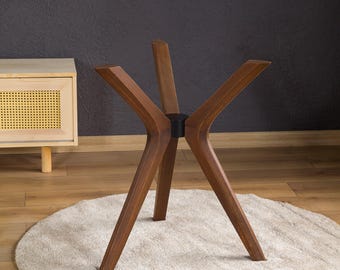 Pedestal Leg for Table, Solid Beech Wood Spider Legs for Round Glass Tables, Butterfly Leg for Dining Room Epoxy Table, Office Table Legs