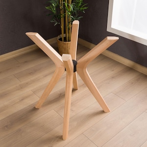 Gamba per tavolo da pranzo, gamba in legno massello di faggio per tavoli rotondi in vetro, gamba in legno per tavolo da pranzo per resina epossidica, marmo o metallo