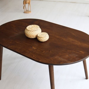 Oval Coffee Table with Conical Legs - Mid-Century Modern Wooden Table - Small Minimalist Coffee Table - Scandinavian Coffee Table