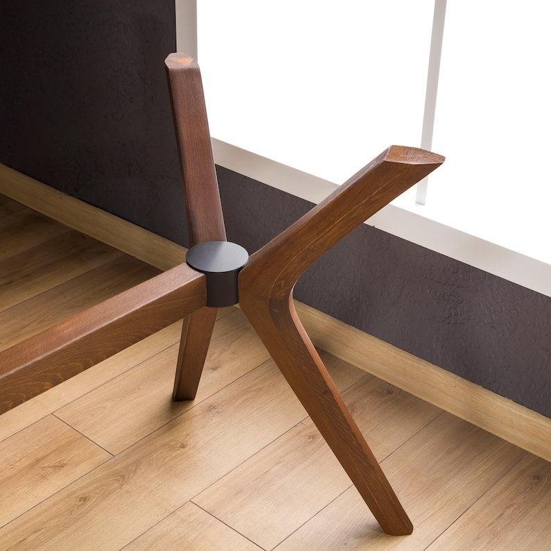 Solid Beech Wood Table Pedestal Legs, Rectangle Large Dining Table Butterfly Leg, Dining Table Spider Leg Base for Glass, Marble or Epoxy image 17