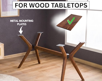 Solid Beech Wood Table Pedestal Legs, Rectangle Large Dining Tables Legs Base for Wood